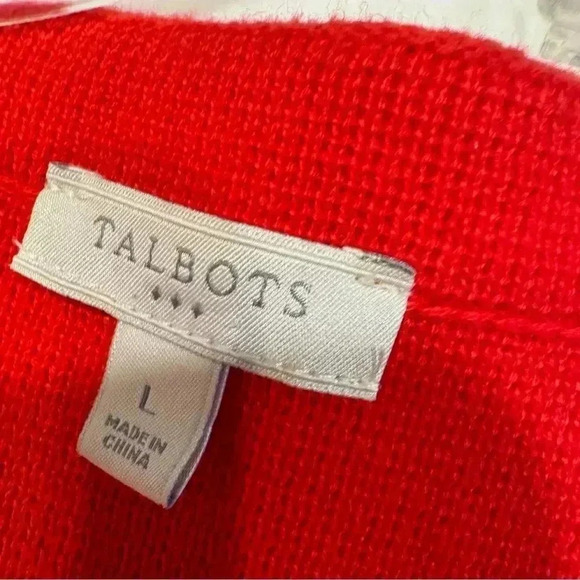 Talbots women’s red open cardigan with fringe edge. Heavy weight cotton sz large - Picture 3 of 7